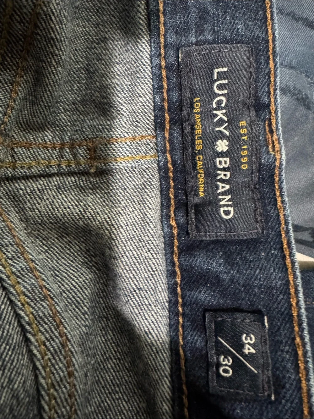 Lucky Brand Men’s Blue Denim Jeans with Brown Leather Patch